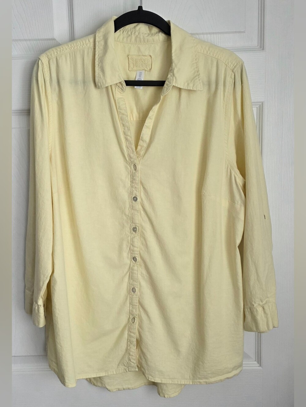 Sigrid Olsen Classic Vintage Linen Blend Yellow Button-Down Tunic Shirt 1X